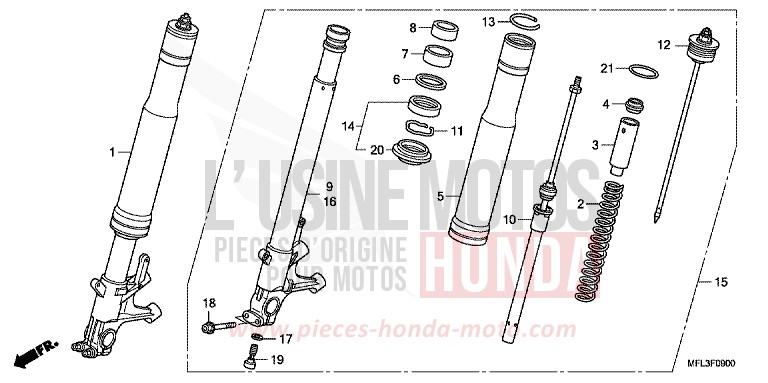 FRONT FORK for CBR1000RR Fireblade DEGITAL SILVER METALLIC (NHA30TA) from 2010